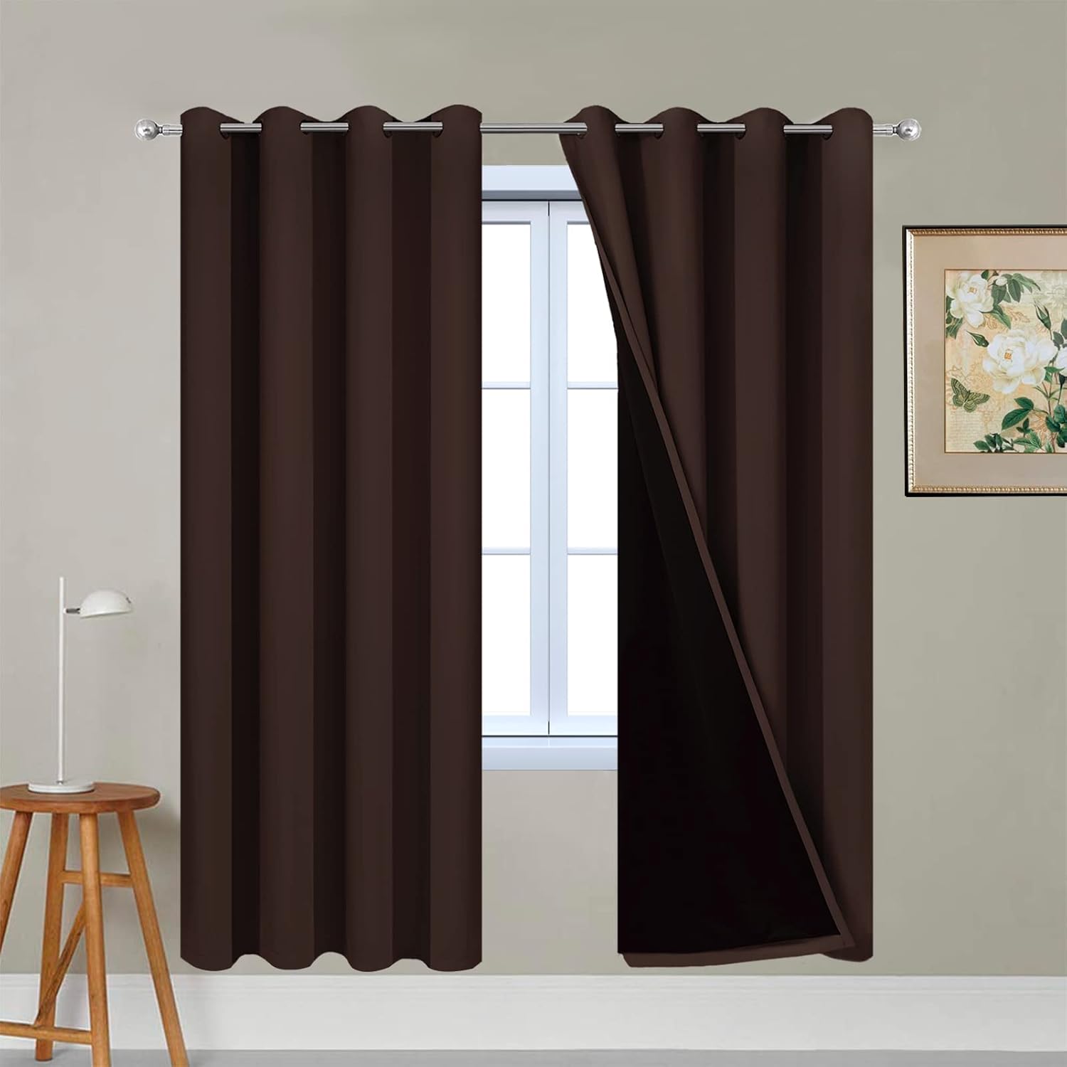 Yakamok Blackout Curtains 72 Inches Long, Blackout Curtain Panels for Bedroom, 2 Thick Layers Grommet Top Thermal Insulated Drapes with Blac…