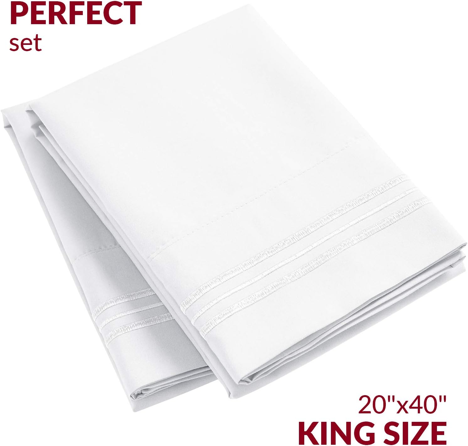 Mellanni Pillow Cases - Luxury, Extra Soft, Cooling Pillow Covers - 2 PC Iconic Collection Pillowcases - Envelope Closure (King 20"x40", Wh…