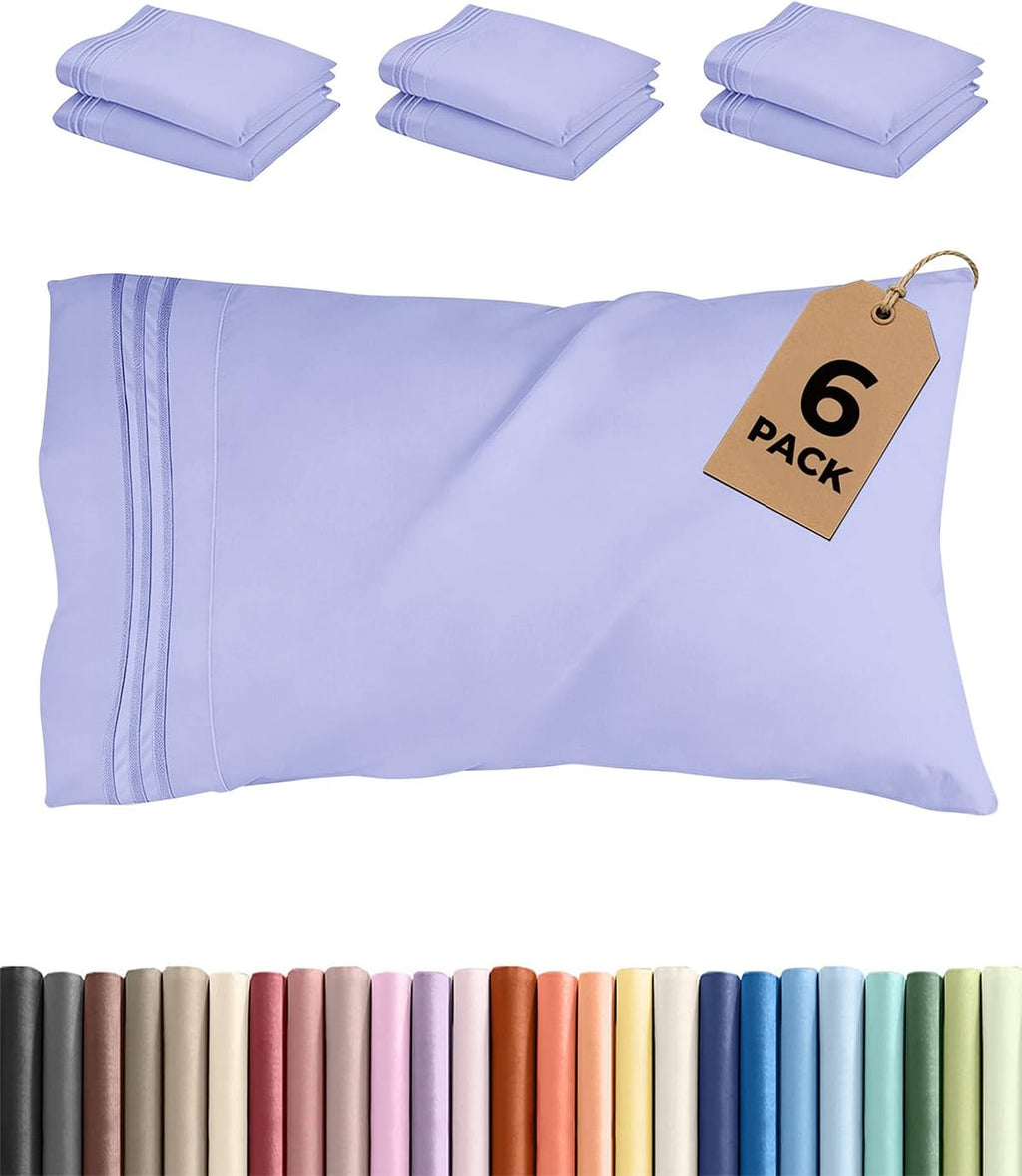 Standard Pillow Cases Set of 6 - Ultra Soft Hotel Quality Pillowcase Covers - Comfy, Cozy & Wrinkle Free - Shrink, Stain & Fade Resistant…