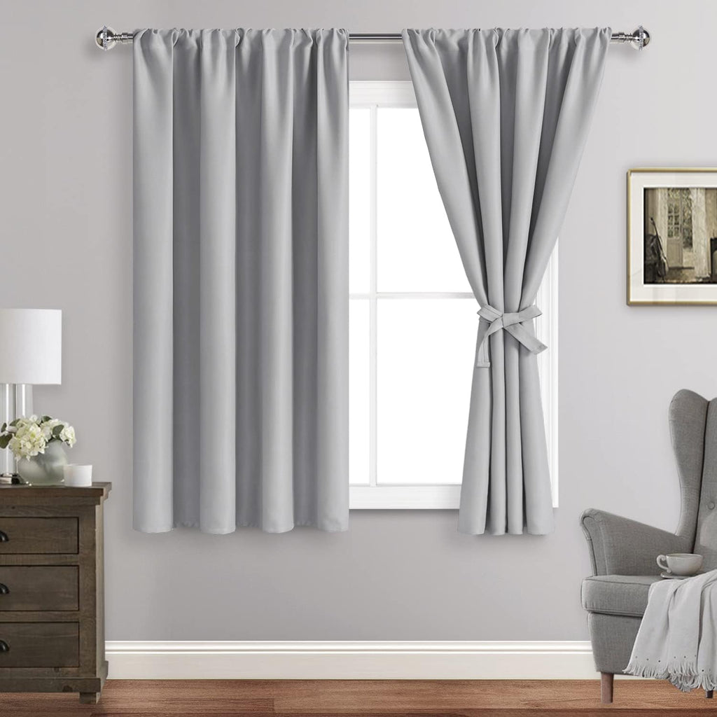 Jiuzhen Blackout Curtains for Bedroom - Thermal Insulated Noise Reducing Privacy Short Curtain for Bathroom Living Room, Set of 2 Panels wi…