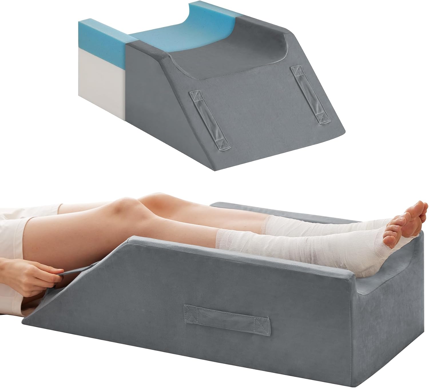 Megcxit Double Leg Elevation Pillows for After Surgery, Memory Foam Leg Elevating Pillow, Leg Pillow Elevation Blood Circulation, Knee Pill…