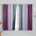 Estelartextiler Purple and Grey Blackout Curtains 45 Inches Long, Ombre and Wavy Line Pattern 100% Blackout Curtains for Bedroom, Full Light…