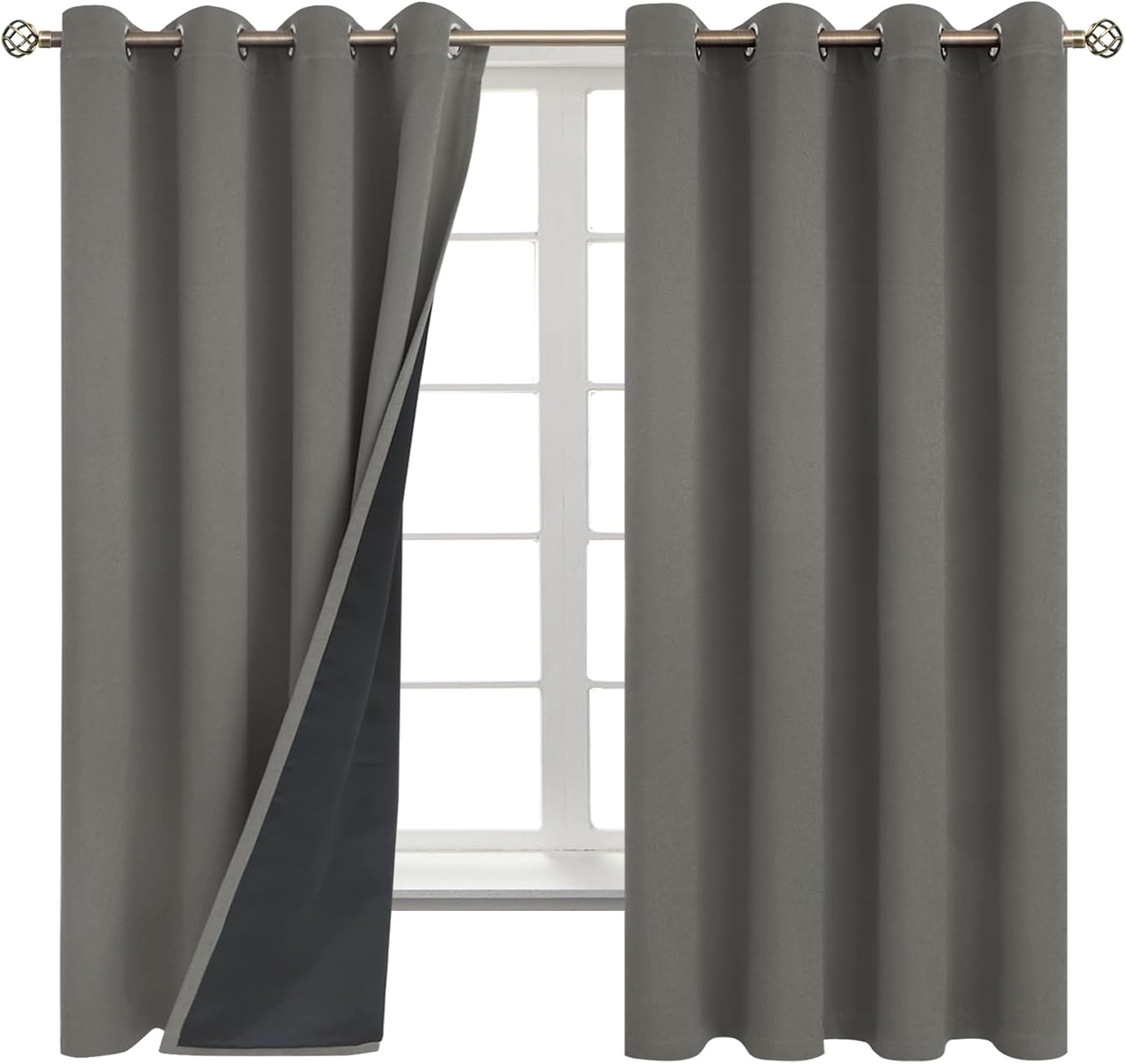 BGment Thermal Insulated 100% Blackout Curtains for Bedroom with Black Liner, Double Layer Full Room Darkening Noise Reducing Grommet Curta…