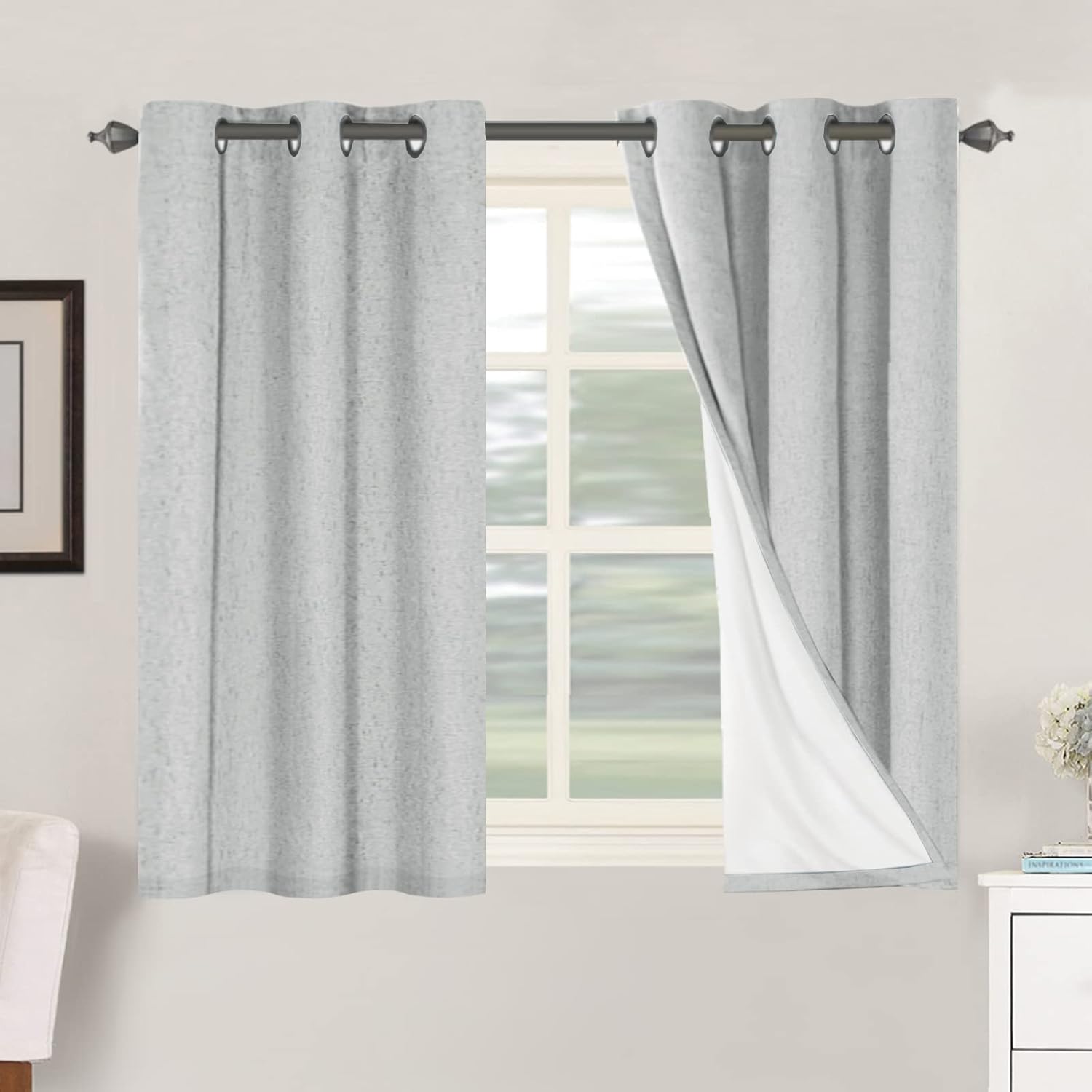 H.VERSAILTEX 100% Blackout Curtains for Bedroom Thermal Insulated Linen Textured Curtains Heat and Full Light Blocking Drapes Living Room…
