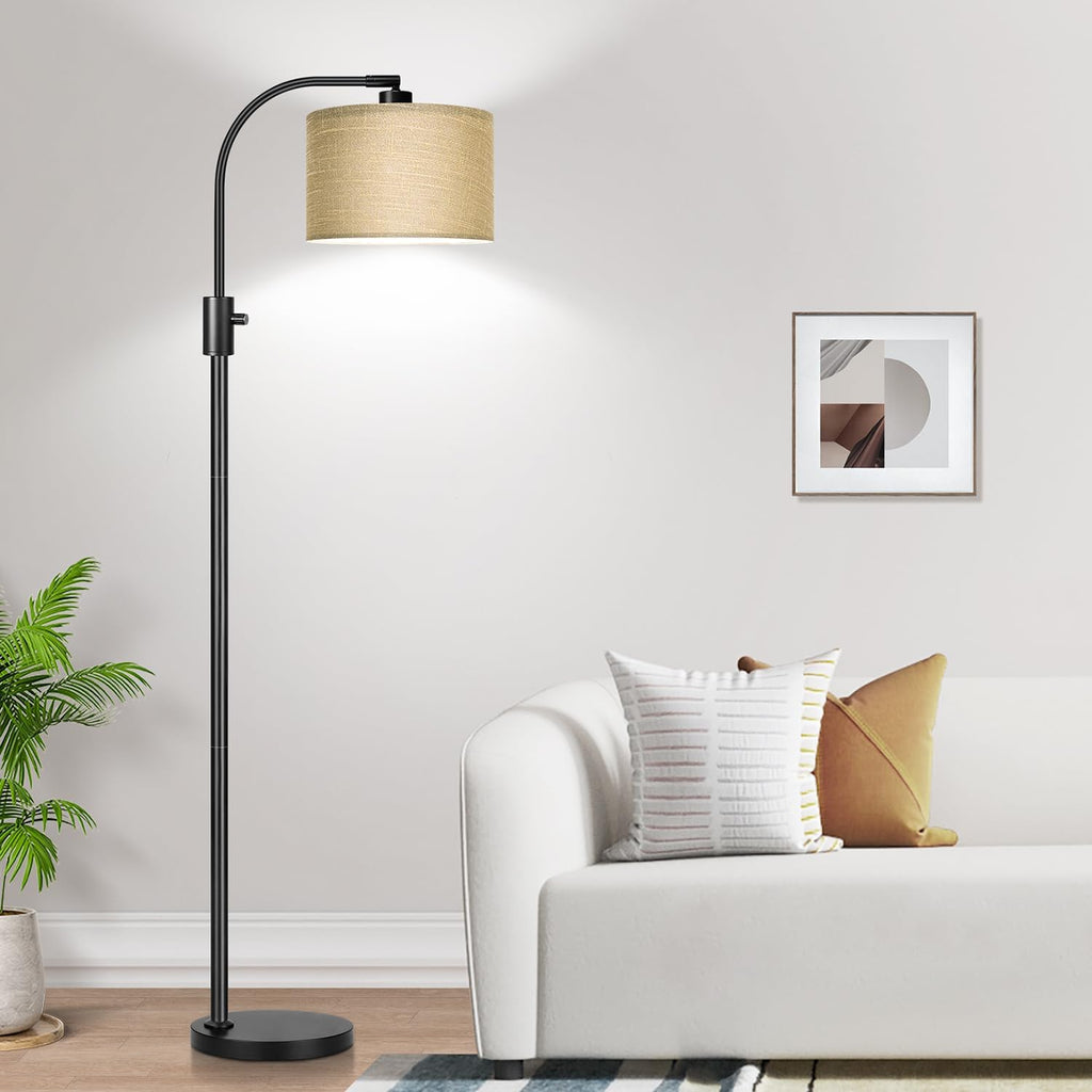 Nintiue Upgraded Modern Arc Dimmable Tall Standing Floor Lamp with Champagne Shade, 1200 Lumens LED Bulb Included, for Living & Reading…