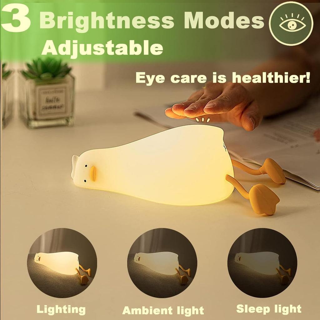 DREAMING MY DREAM Cute Duck Night Light, Rechargeable Fun Lying Flat Duck Lamp, LED Squishy Animal Novelty Lamp, Light up Duck for Kids…