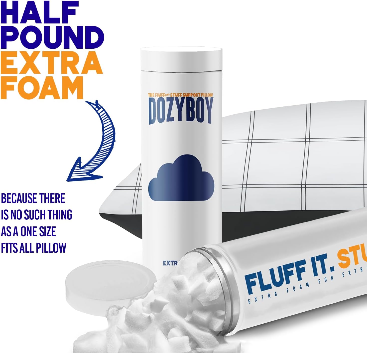 Fluff and Stuff Comfort Pillow | Queen Size Memory Foam Pillows, Chiropractor Designed and Approved 2-in-1 Back Support and Bed Pillows |…