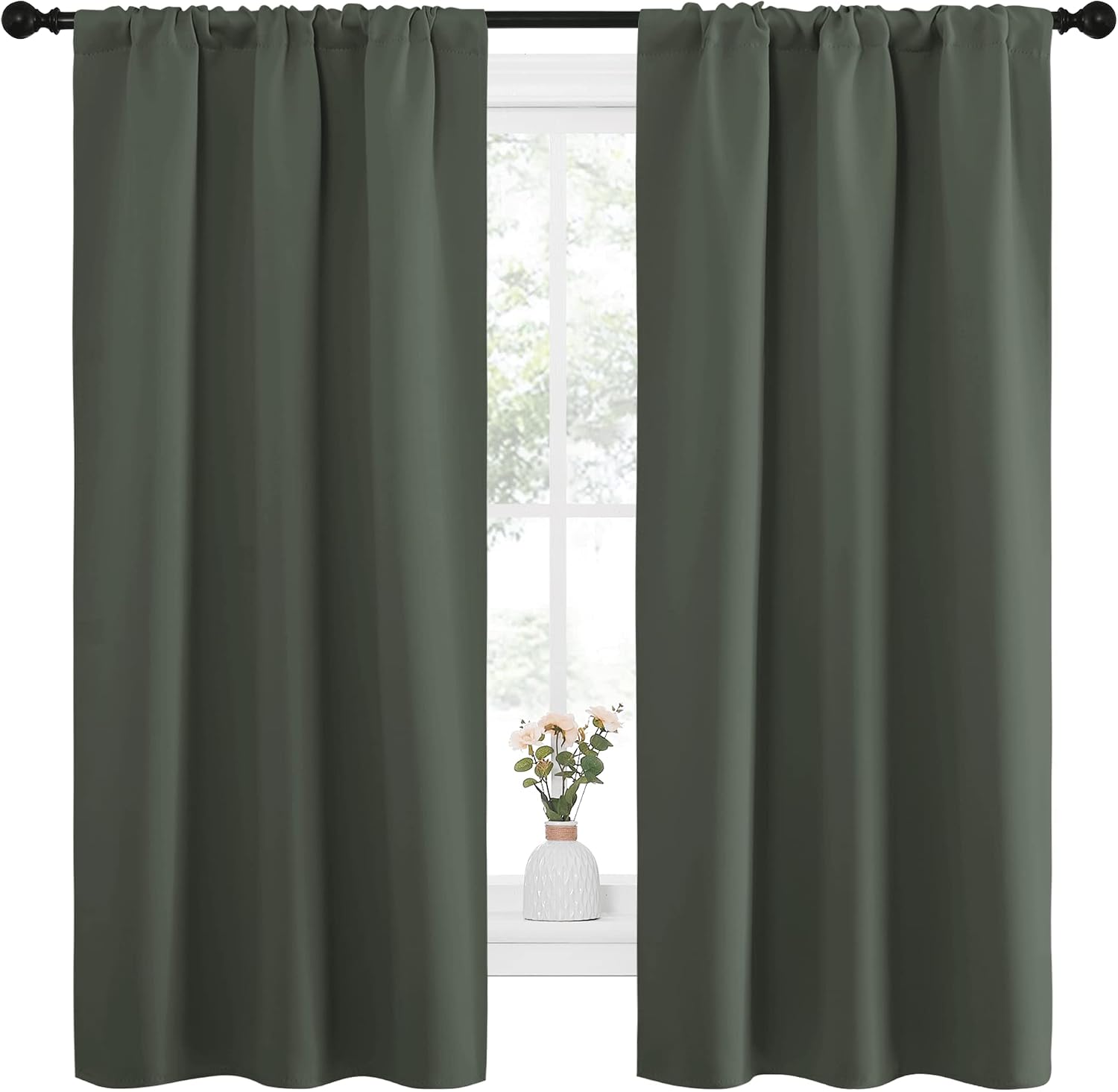 NICETOWN Bedroom Curtains Blackout Draperies - All Season Thermal Insulated Solid Rod Pocket Top Blackout Curtains/Drapes for Kid's Room…