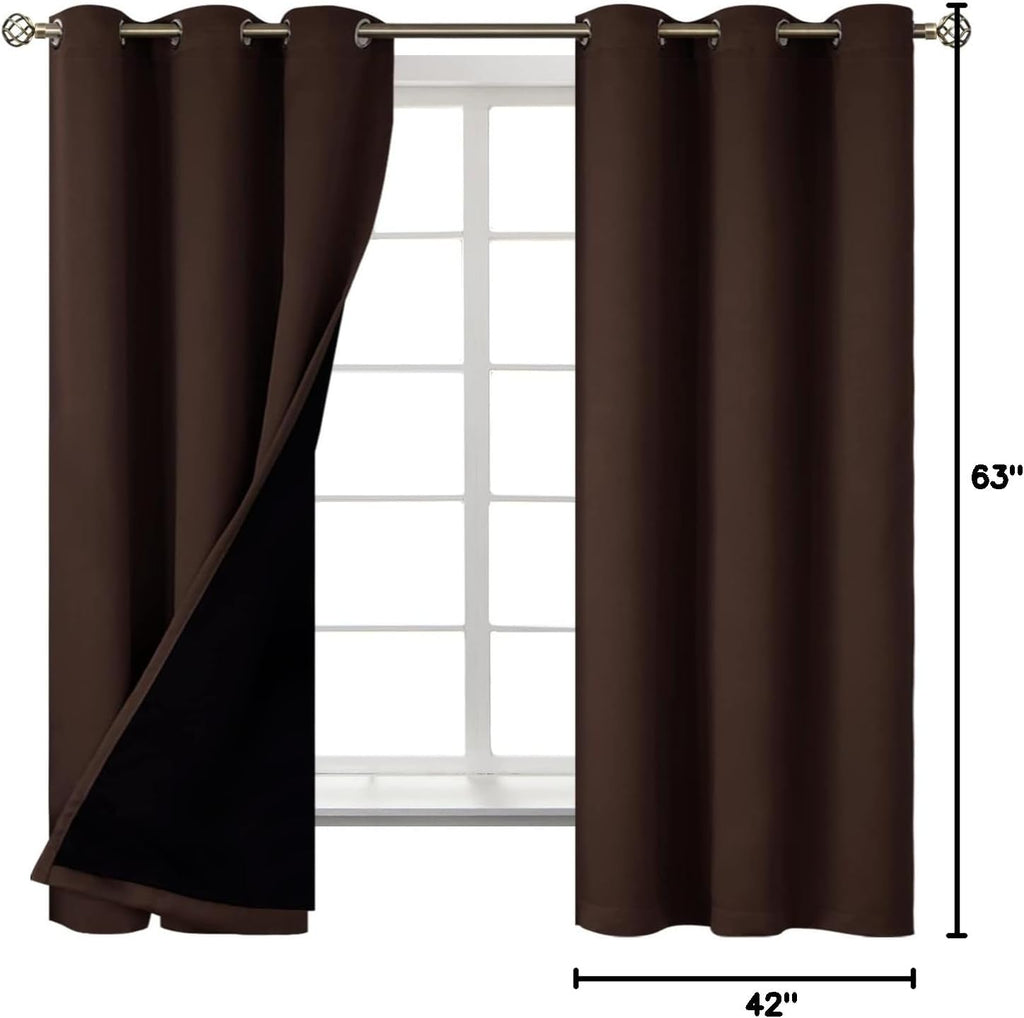 BGment Thermal Insulated 100% Blackout Curtains for Bedroom with Black Liner, Double Layer Full Room Darkening Noise Reducing Grommet Curta…