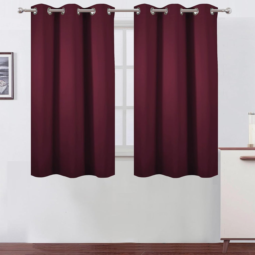 Lemomo Burgundy Red Blackout Curtains 42 x 54 Inch Length Set of 2 Panels Grommet Bedroom Curtains for Living Room 54 Inch Red