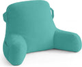 Unisakey Portable Comfy Reading Pillows for Bed Sitting Up(Lake Blue Oeko-Tex), Velvet Back Pillow with Arms & Pockets for Adults…