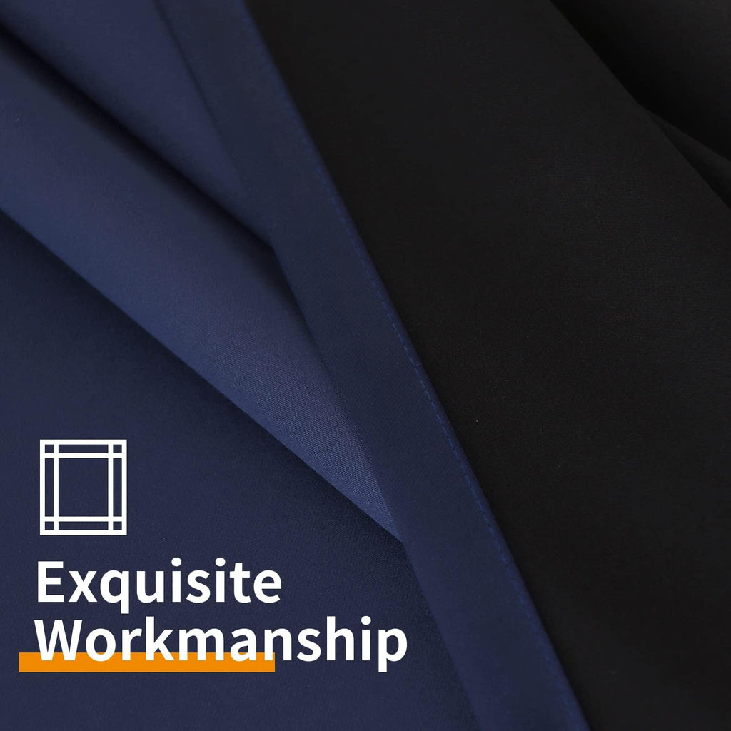 YoungsTex 100% Blackout Curtains Thermal Insulated Grommet Top Total Blackout Window Curtains for Bedroom with Black Back, 2 Panels, Navy,…