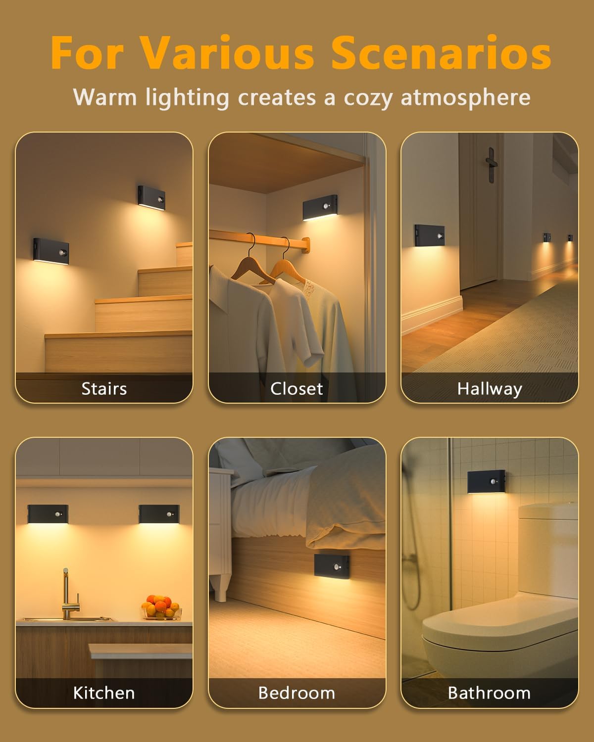 WILLED Motion Sensor Night Lights, Wireless Stair Lights Indoor, Battery Rechargeable Night Lights for Stairway, Hallway, Kitchen…