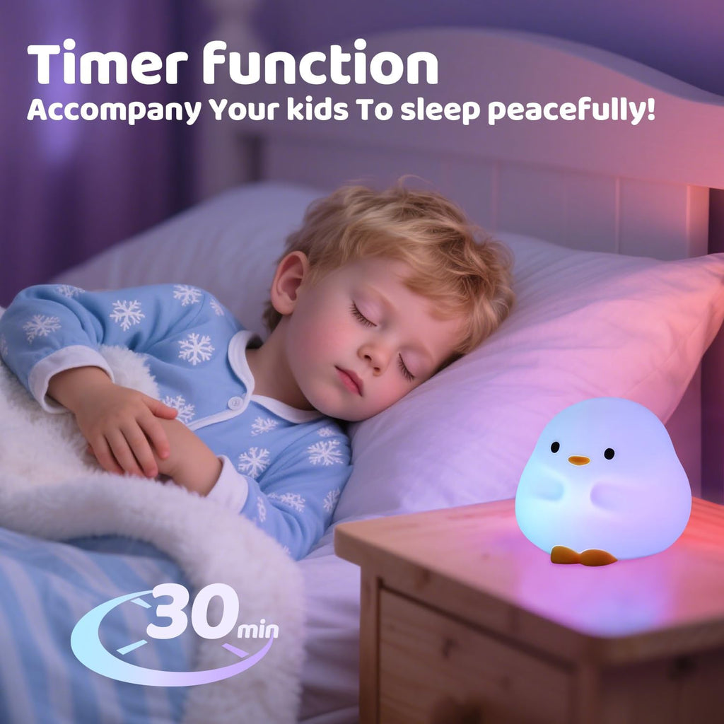 Rytinazzz Duck Night Light, Color Changing Mode & 50-Hour Battery, Squishy Silicone Lamp for Kids Room, USB Rechargeable with Timer…