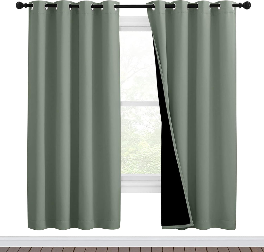 Nicetown 100% Blackout Window Curtain Panels, Full Light Blocking Drapes with Black Liner for Nursery, 72-inch Drop Thermal Insulated Drape…