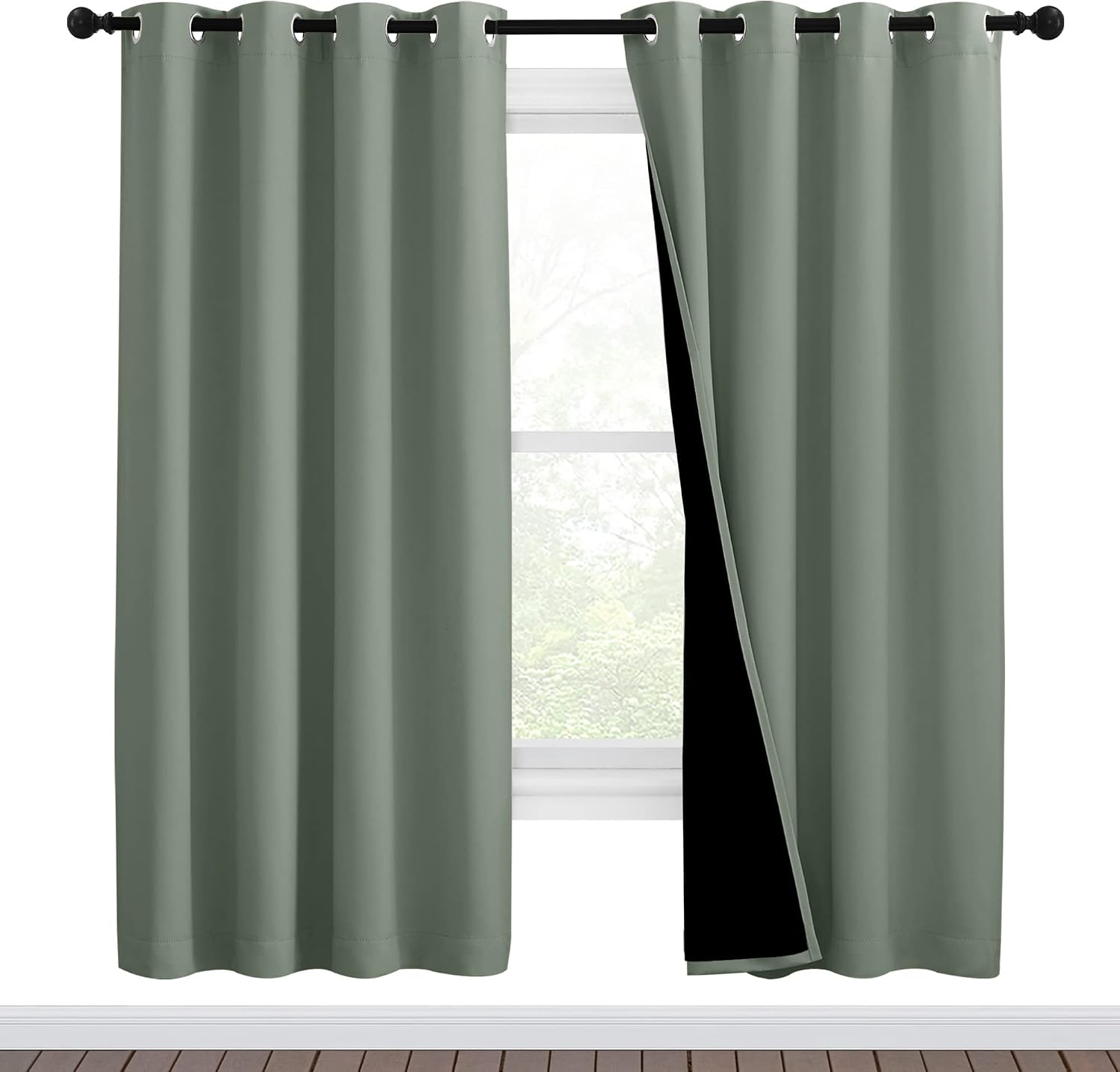 Nicetown 100% Blackout Window Curtain Panels, Full Light Blocking Drapes with Black Liner for Nursery, 72-inch Drop Thermal Insulated Drape…