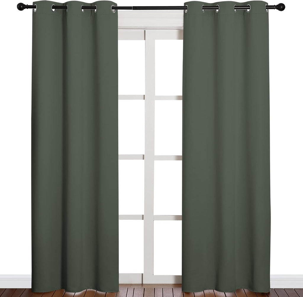 NICETOWN Window Treatment Thermal Insulated Solid Grommet Blackout Curtains/Drapes for Bedroom (Dark Mallard, Set of 2 Panels, 42 by 84…
