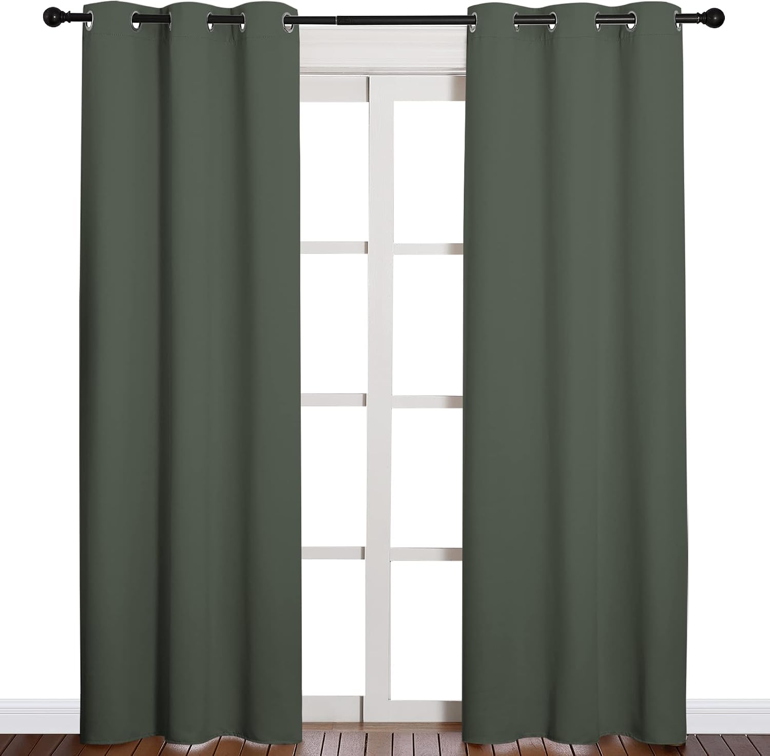 NICETOWN Window Treatment Thermal Insulated Solid Grommet Blackout Curtains/Drapes for Bedroom (Dark Mallard, Set of 2 Panels, 42 by 84…