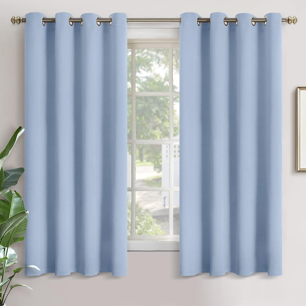YoungsTex Light Blue Room Darkening Curtains 63 Inch Long for Bedroom - Thermal Insulated Window Drapes with Grommet Blackout Privacy for K…