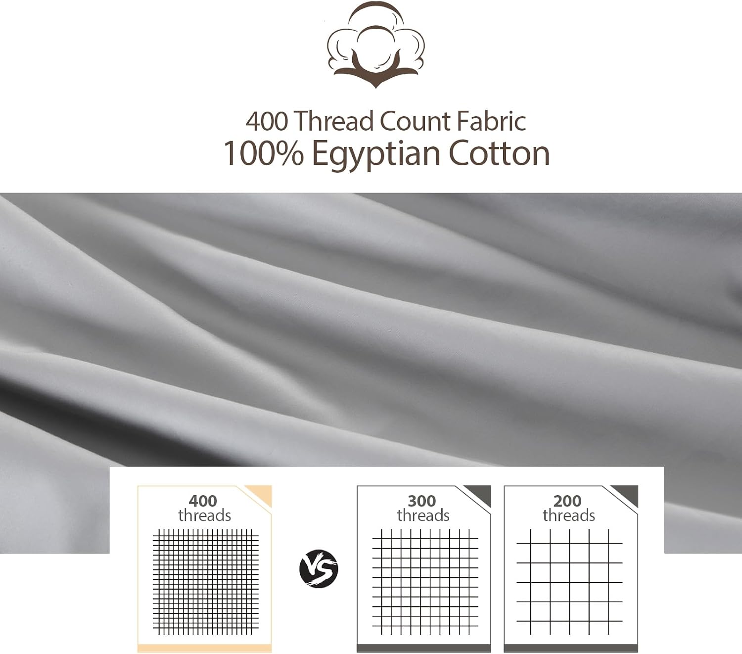 ShunjieHome Pillow Protector King Size 100% Egyptian Cotton Pillow Covers, 400 Thread Count Sateen Weave Cooling Pillow Cases with Zipper H…