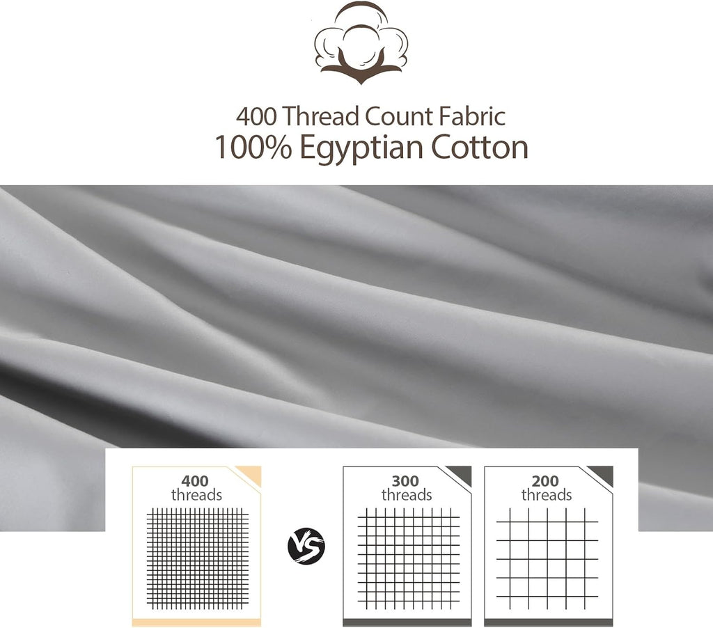 ShunjieHome Pillow Protector Queen Size 100% Egyptian Cotton Pillow Covers, 400 Thread Count Sateen Weave Cooling Pillow Cases with Zipper…