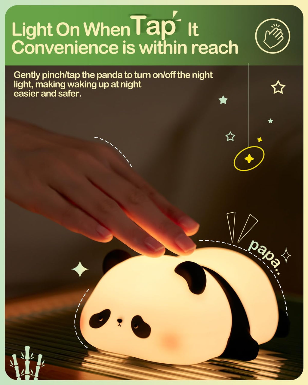 Atsuinightlight ATSUI Cute Panda Night Light, LED Squishy Novelty Animal Night Lamp, Food Grade Silicone 3 Level Dimmable Nursery Nightligh…