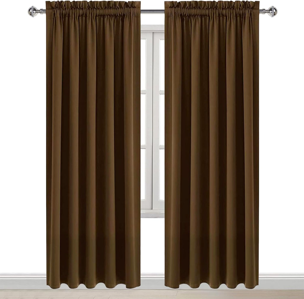 DWCN Brown Blackout Curtains for Bedroom, Thermal Insulated Energy Saving Room Darkening Curtains for Living Room (W60 x L84 inch, Set of…