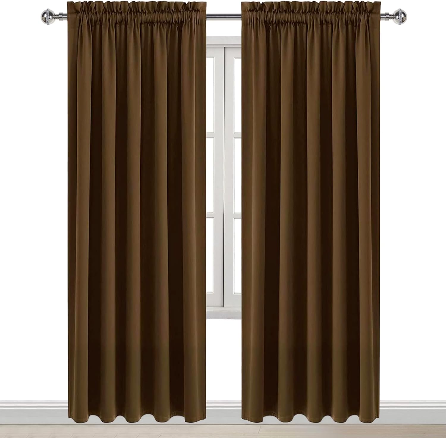DWCN Brown Blackout Curtains for Bedroom, Thermal Insulated Energy Saving Room Darkening Curtains for Living Room (W60 x L84 inch, Set of…