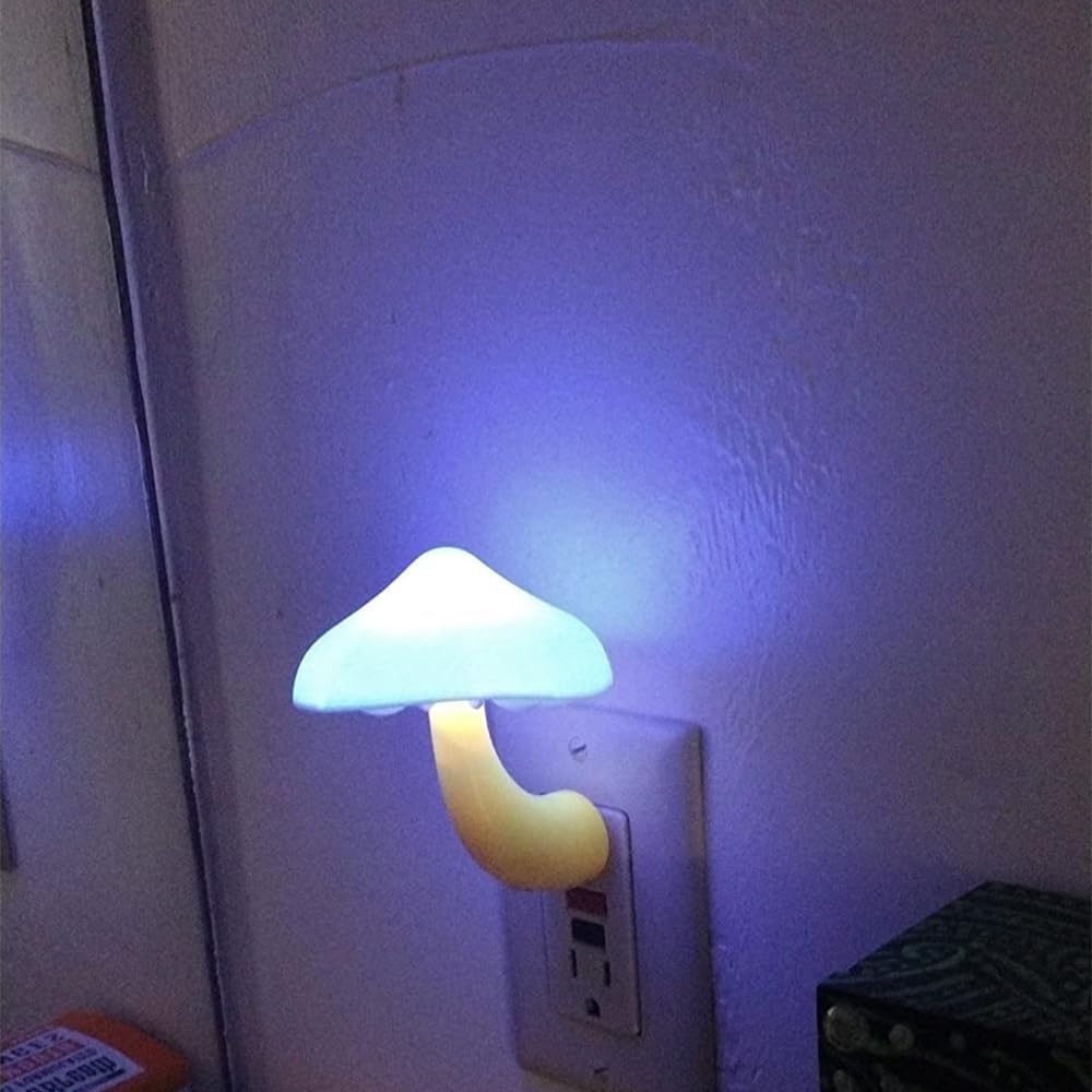 AUSAYE 5Pack LED Sensor Night Light Plug in Lamp Blue Cute Mushroom Night Lights for Adults Kids NightLight…