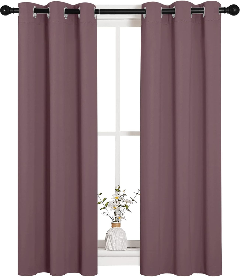 NICETOWN Bedroom Curtain Panels Blackout Draperies, 1 Pair, 29 by 45 inches, Dry Rose, Thermal Insulated Solid Grommet Blackout…