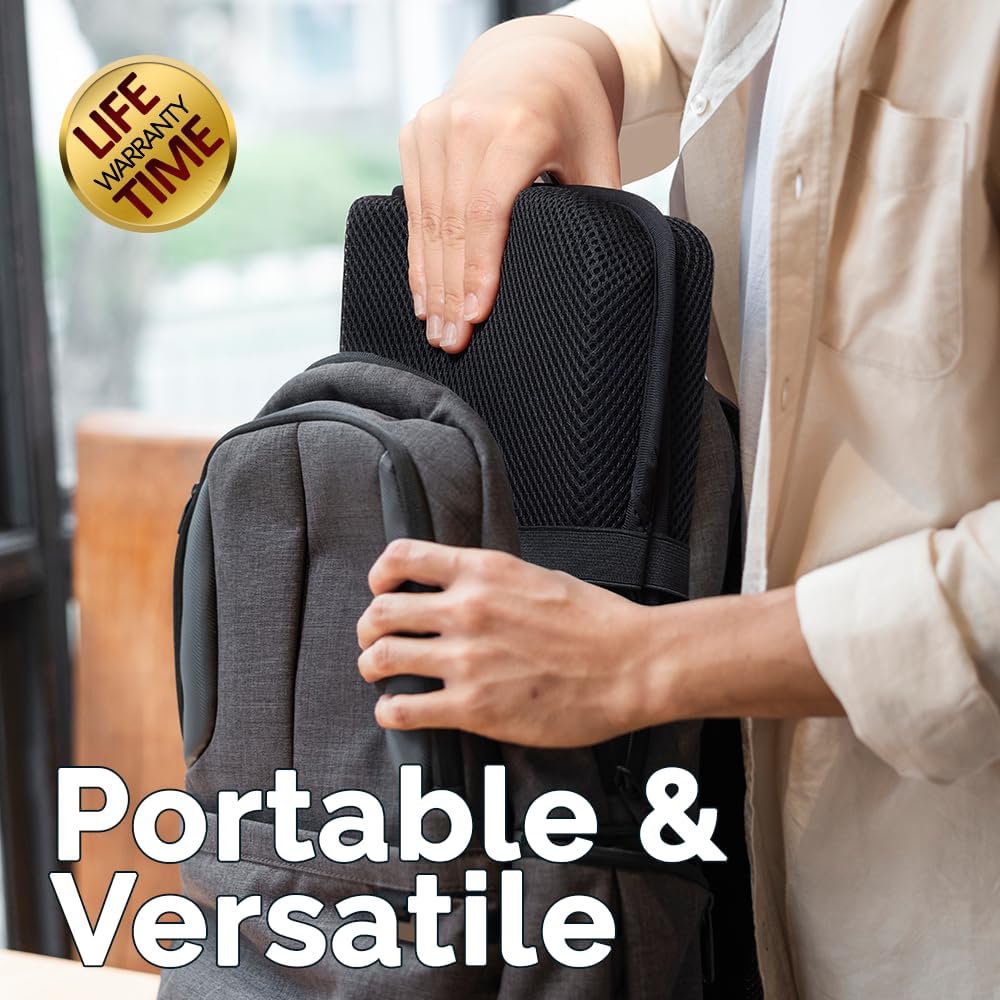 ComfiLife Ergo-Gel Airplane Seat Cushion – Travel Seat Cushion – Compact, Foldable, Portable Comfort Black