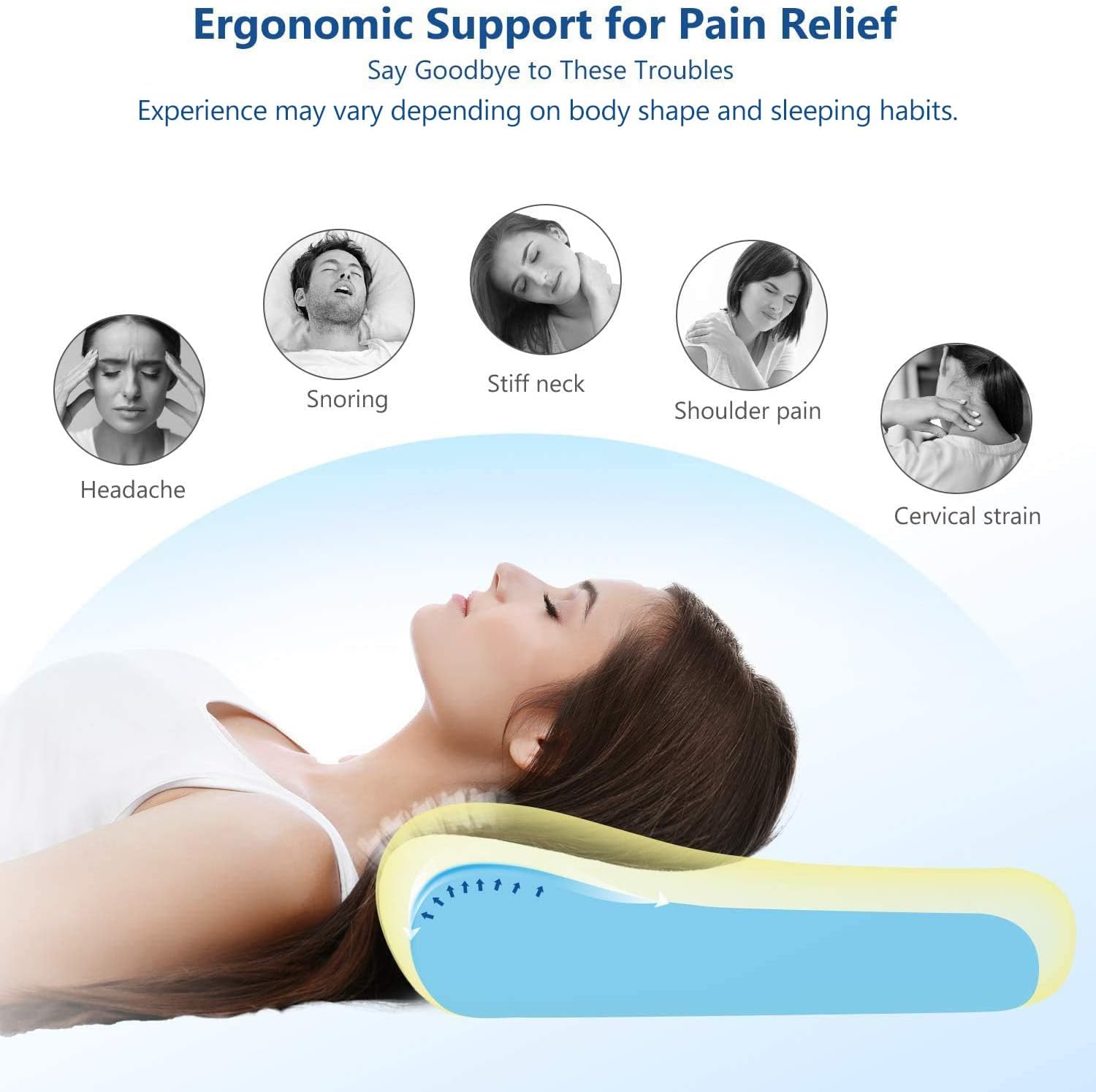 Zamat Memory Foam Pillow for Neck, Adjustable Orthopedic Ergonomic Cervical Pillow for Sleeping with Washable Cover, Bed Pillows for Side,…
