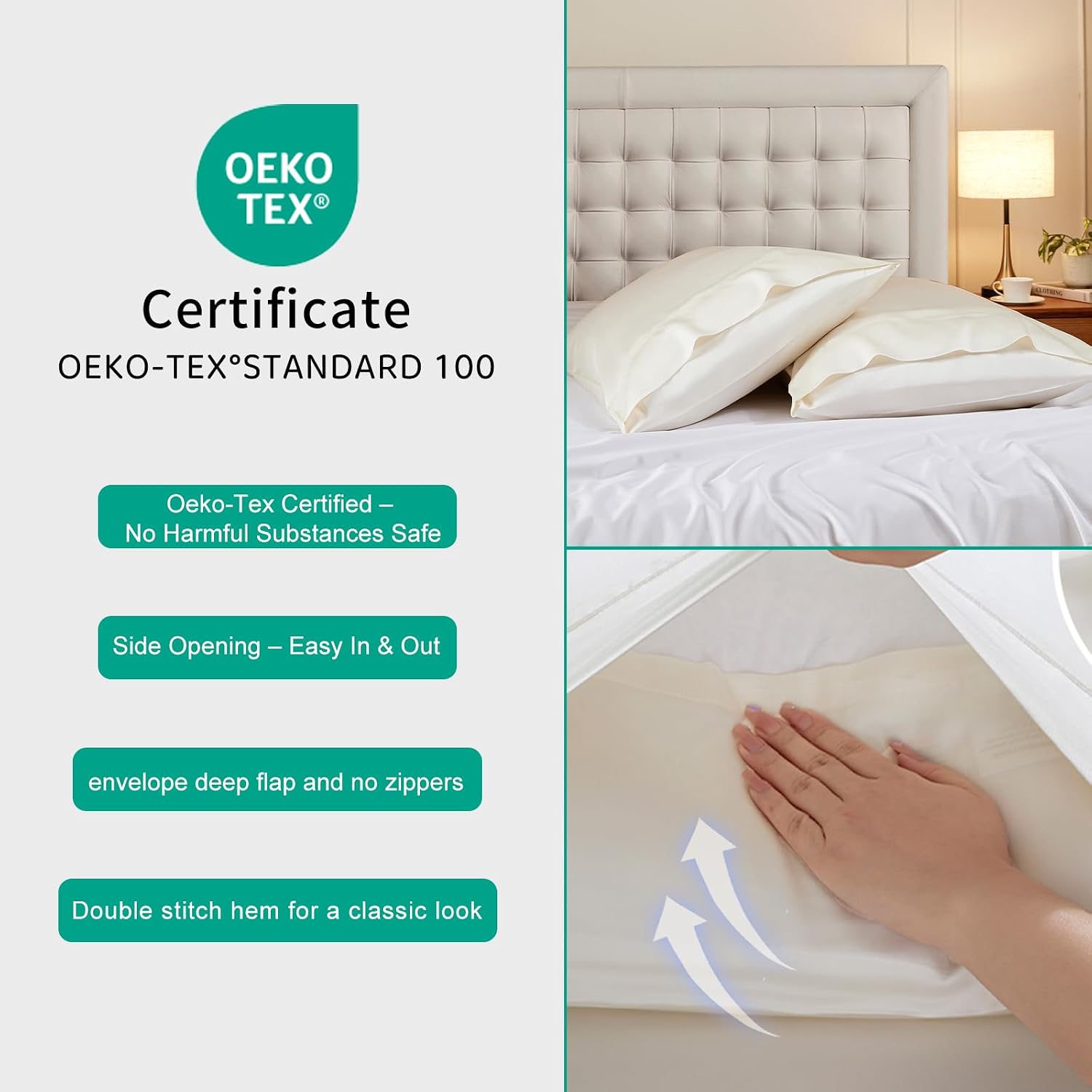Stnomyhome Eucalyptus Tencel cooling Pillowcase 2 Pack Queen Natural White | Moisture Wicking for Night Sweats | 3X Faster Drying | Oeko-TE…