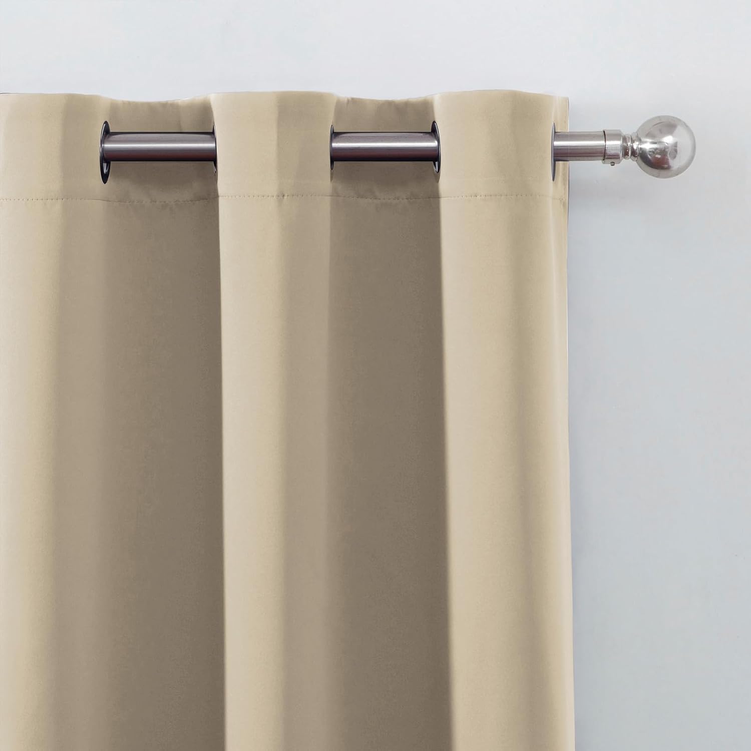 Lemomo Blackout Curtains 52 x 90 Inch Long Beige Curtains Set of 2 Panels Room Darkening Curtains for Bedroom and Living Room 90 Inch silver