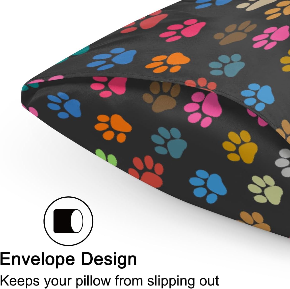 Color Dog Paw Print Satin Pillowcase for Hair and Skin Soft Silk Pillow Cases with Envelope Closure Cooling Pillow Case Slip 15.99 Pillow…