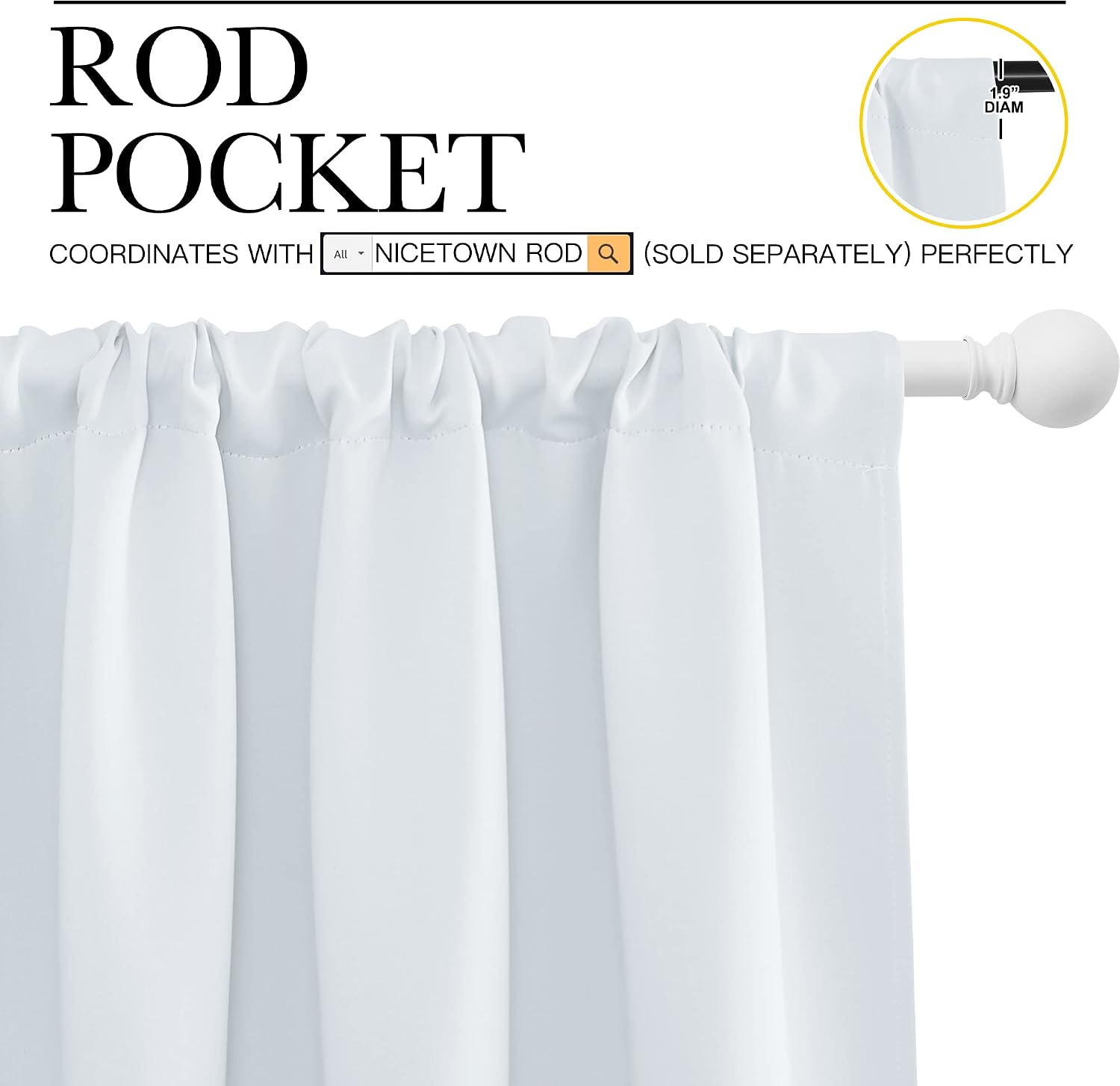 NICETOWN Greyish White Bedroom Curtain Panels - Multi-Function Noise Reducing Performance Window Treatment Thermal Insulated Room…