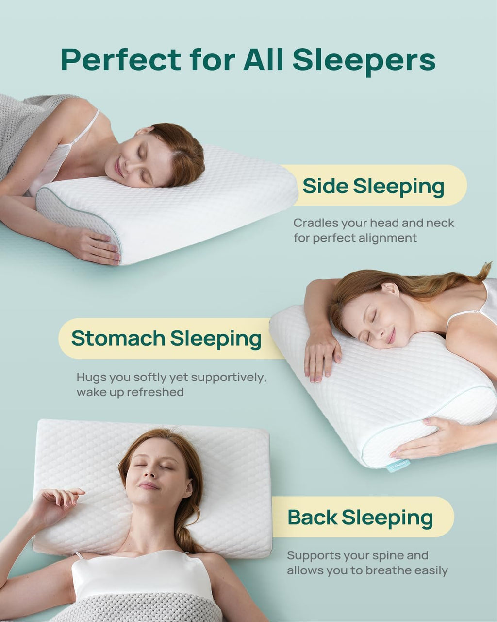Releep Cervical Neck Pillow, Side Sleeper Pillow for Neck, Adjustable Contour Pillow for Sleeping, Ergonomic Memory Foam Pillow, Orthopedi…