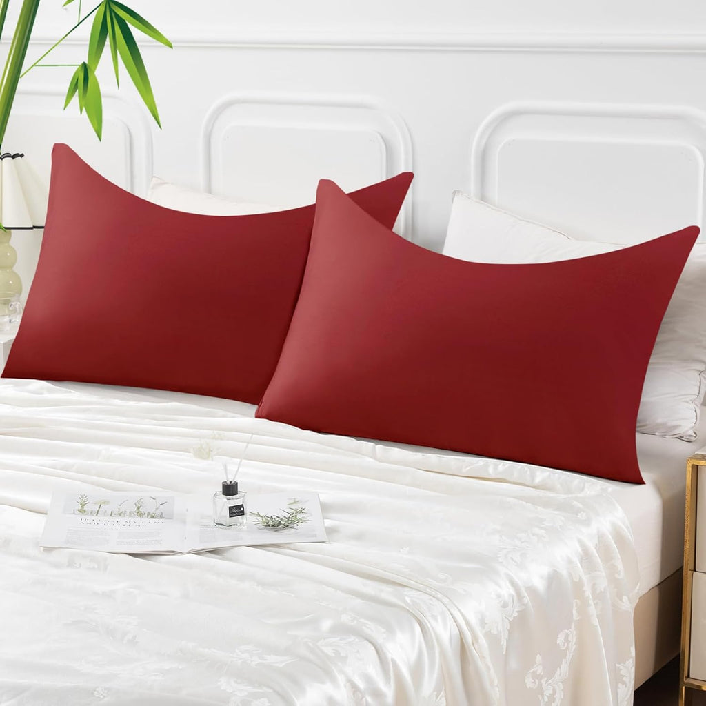 Curved Pillow Case Queen Size, Side Sleeper Pillow Cases Cover Cooling Rayon Derived from Bamboo with Zipper for hot Sleepers Hair and…