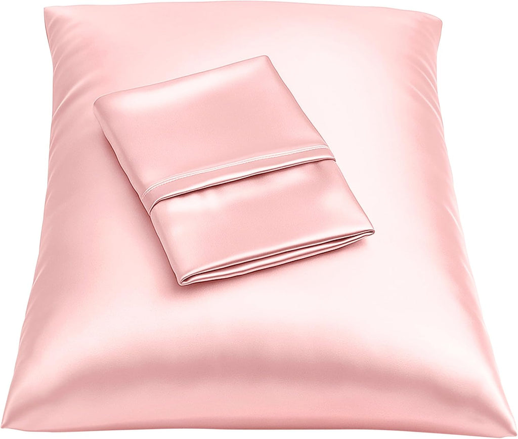 Blissford Pink Satin Pillowcase with Zipper, for Hair and fabric comfort, Feels Soft and Cool Like a Silk Pillowcase, Satin Pillow Cases…