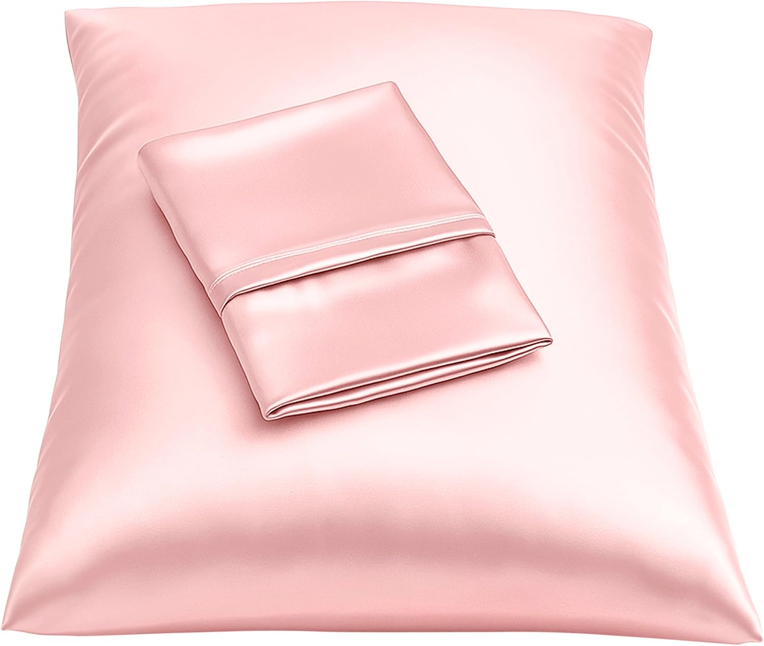 Blissford Pink Satin Pillowcase with Zipper, for Hair and fabric comfort, Feels Soft and Cool Like a Silk Pillowcase, Satin Pillow Cases…