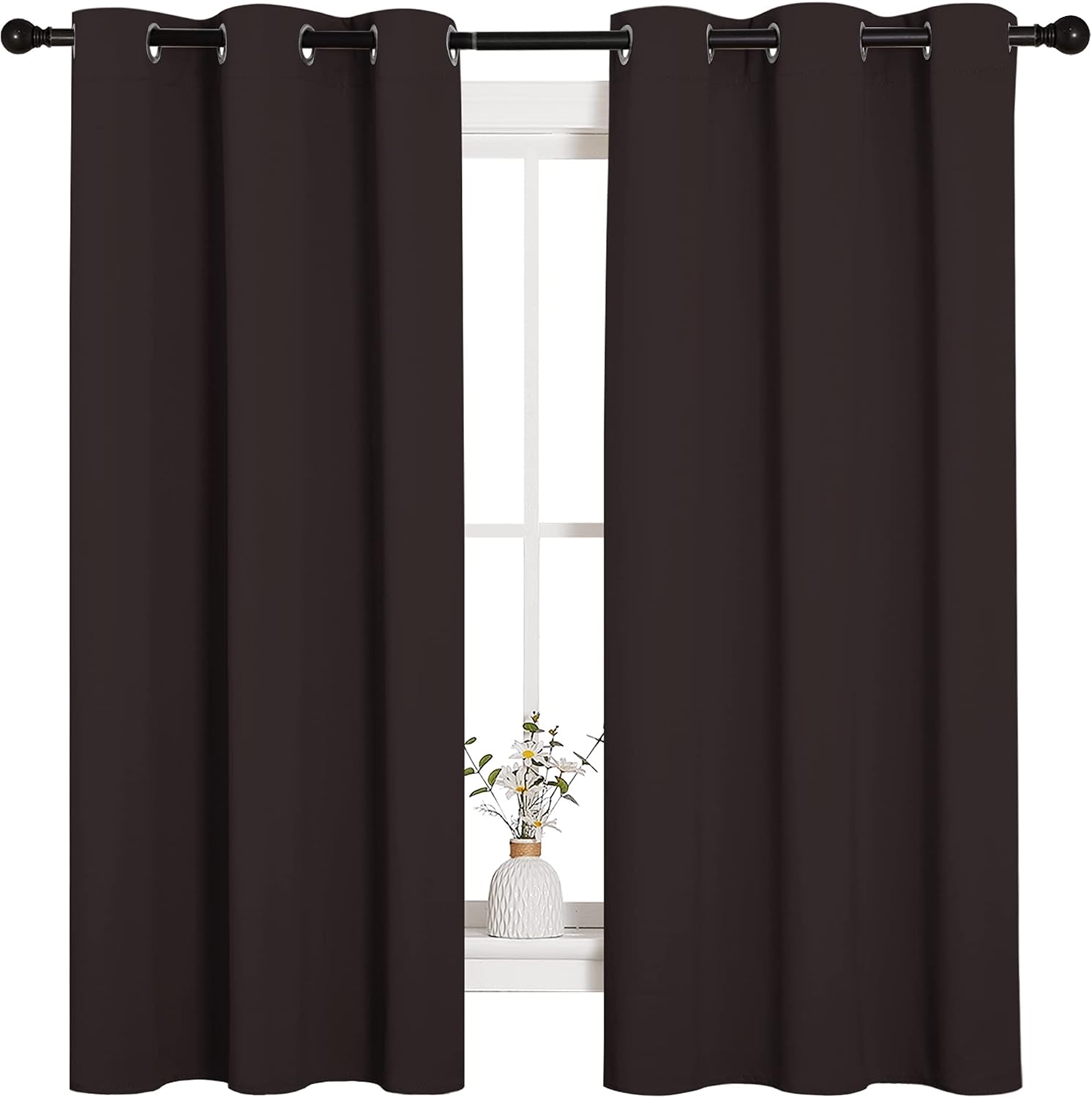 NICETOWN Triple Weave Microfiber Energy Saving Thermal Insulated Solid Grommet Blackout Curtains for Bedroom (2 Panels, 42 inches by 63…
