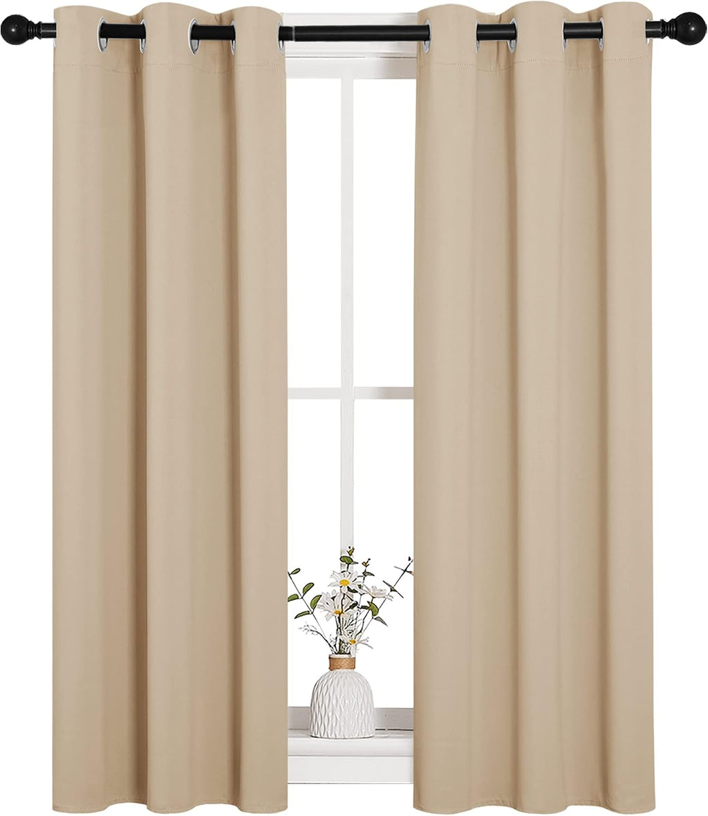 NICETOWN Room Darkening Curtain Panels for Loft, Biscotti Beige, 2 Panels, W29 x L40 -Inch, Thermal Insulated Grommet Room Darkening…