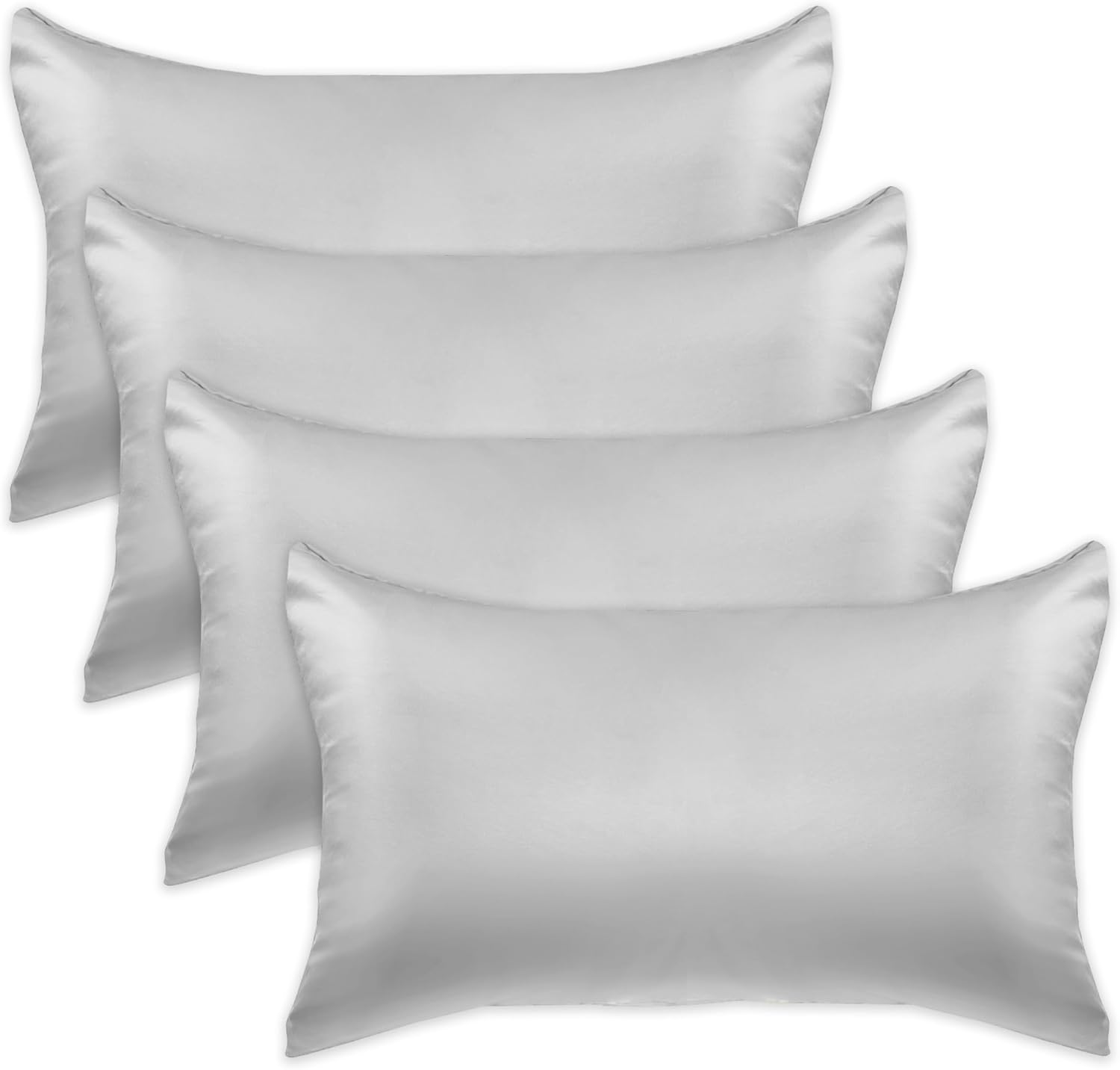 Elegantcomfort Elegant Comfort 4-Pack Cooling Viscose Satin Pillowcase Set with Hidden Zipper Closure, Silky Smooth for Hair and fabric…