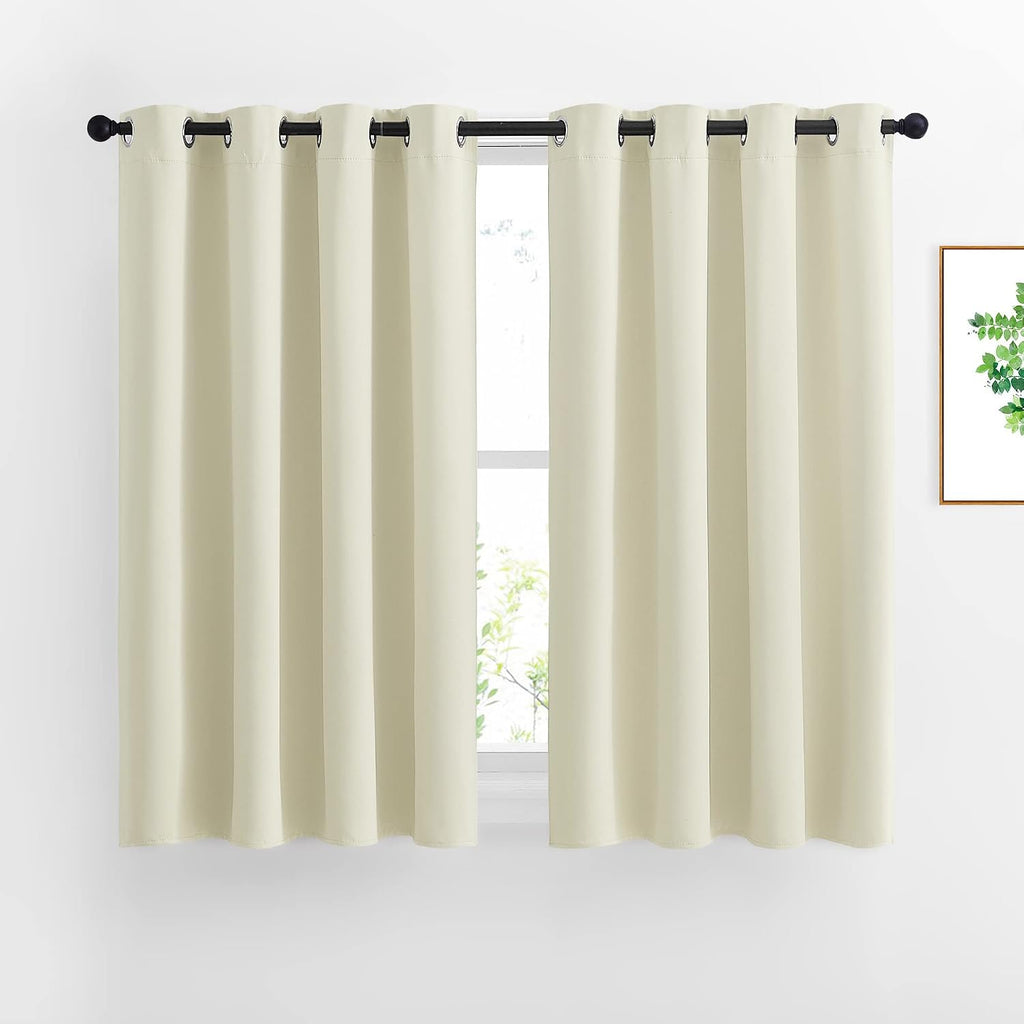 Nicetown Half Window Curtains for Bedroom - Silver Grommet Modern Thermal Insulated Home Decor Window Coverings for Nursery/Flat, Beige, W5…