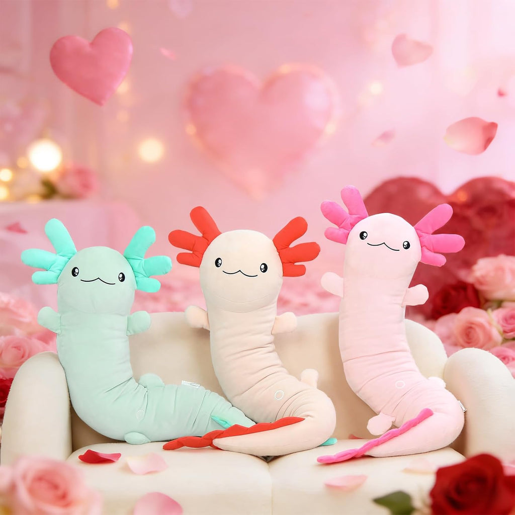 MaoGoLan Giant Axolotl Plush Toy Stuffed Animal, Huge Axolotl Body Pillow for Kids Girl Boy, Long Purple Salamander Plush Glow in The…