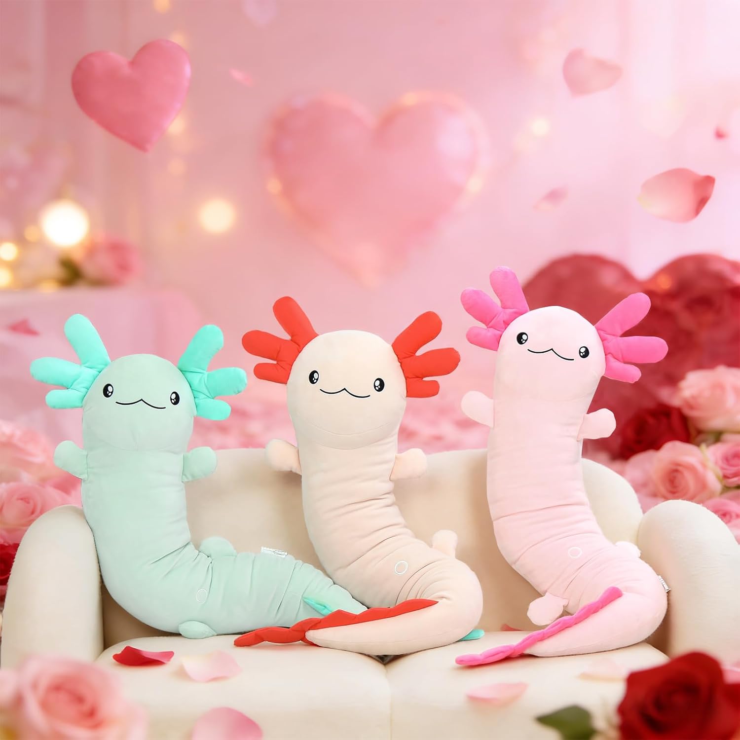 MaoGoLan Giant Axolotl Plush Toy Stuffed Animal, Huge Axolotl Body Pillow for Kids Girl Boy, Long Purple Salamander Plush Glow in The…