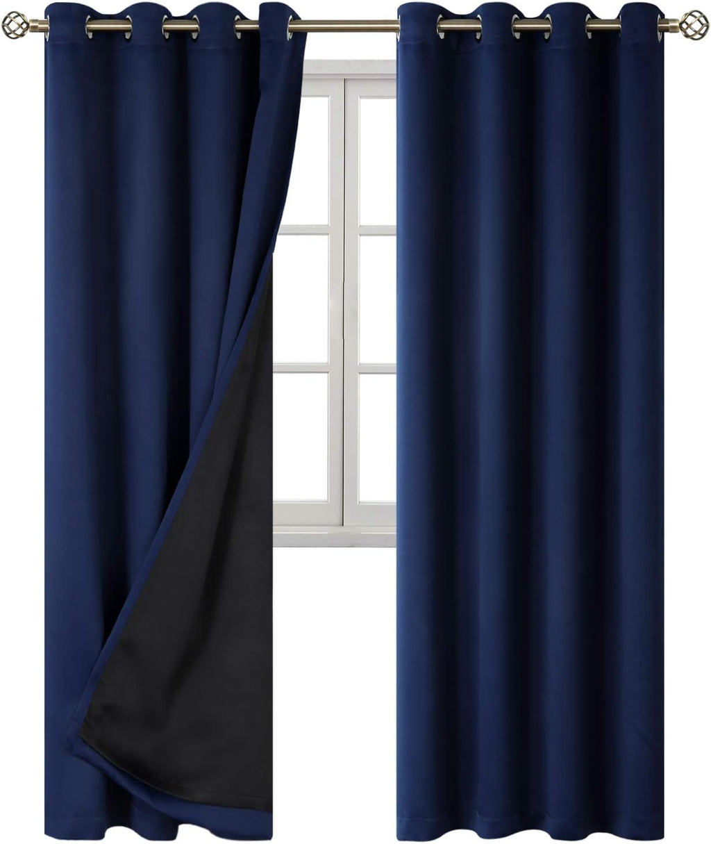BGment Thermal Insulated 100% Blackout Curtains for Bedroom with Black Liner, Double Layer Full Room Darkening Noise Reducing Grommet Curta…