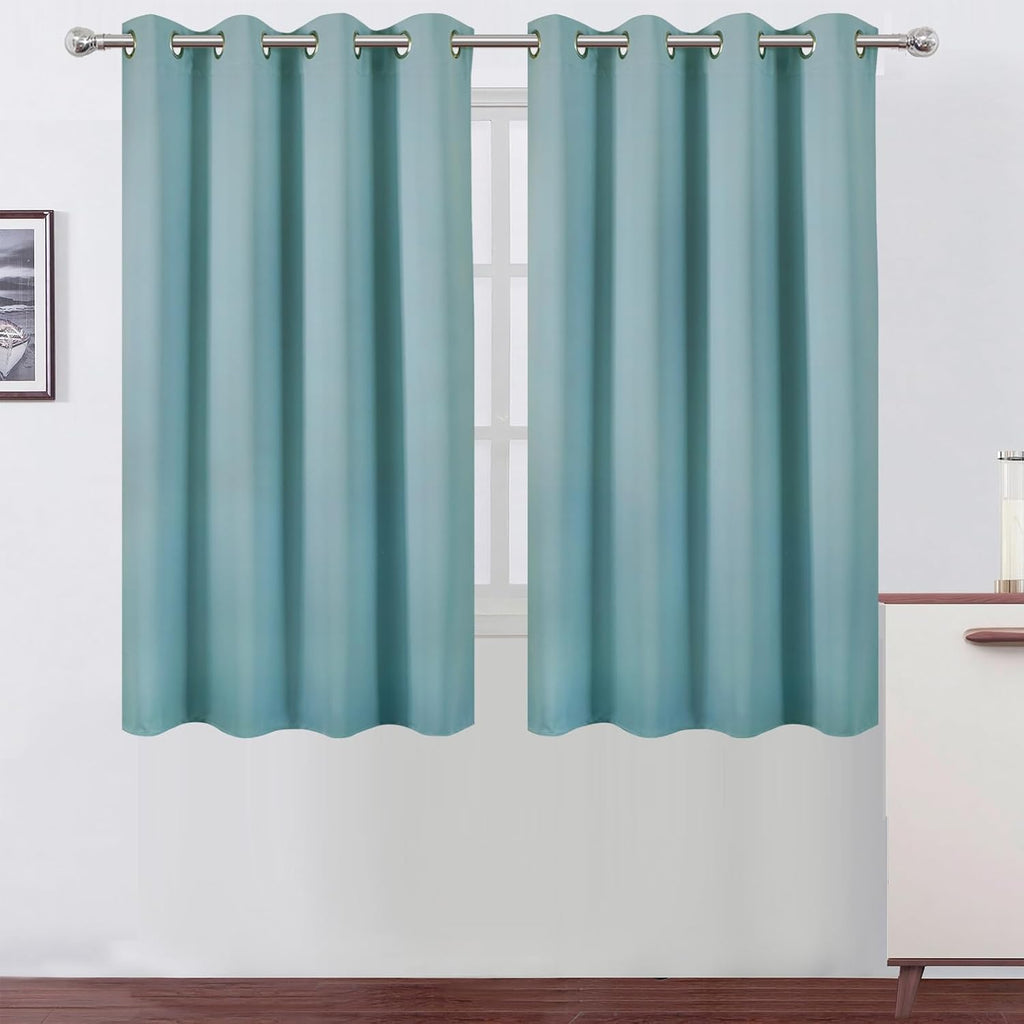 Lemomo Blackout Curtains 66 x 54 Inch Long Stone Blue Curtains Set of 2 Panels Room Darkening Curtains for Bedroom and Living Room 54 Inch…