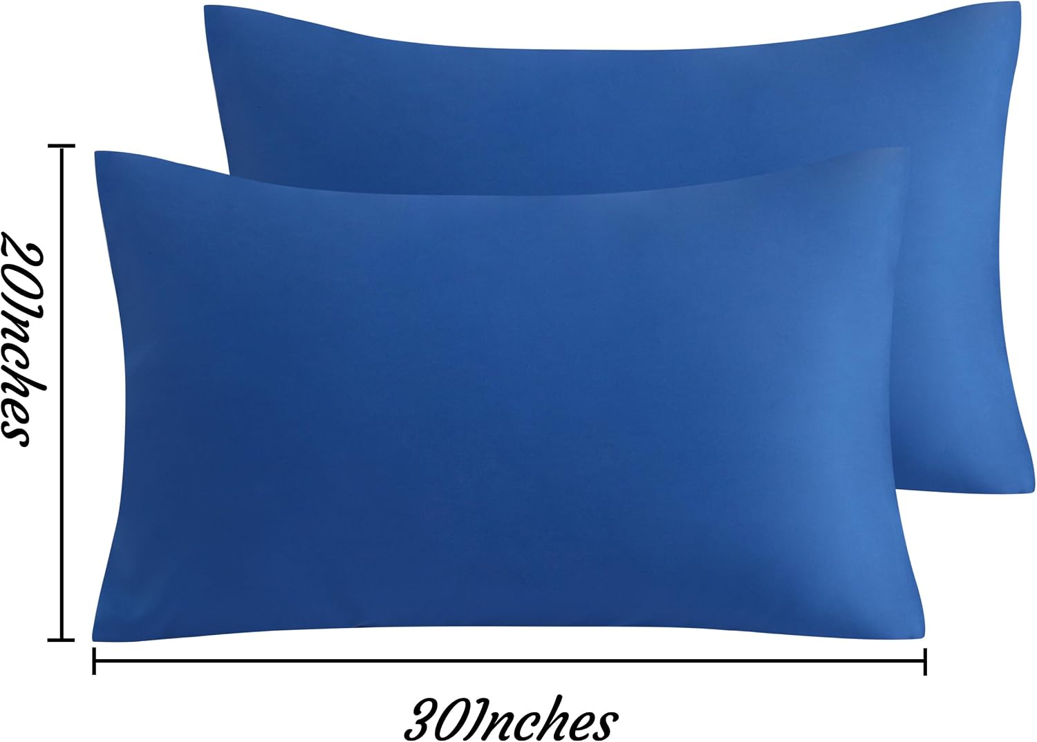 Ntbay Queen Pillow Cases Set, 2 Pack Brushed Microfiber 20x30 Inches, Soft, Wrinkle, Fade, Stain Resistant Royal Blue Pillow Cases with Env…