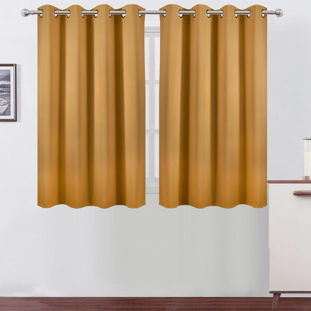 Lemomo Mustard Yellow Thermal Blackout Curtains/52 x 45 Inch/Set of 2 Panels Room Darkening Curtains 45 Inch silver